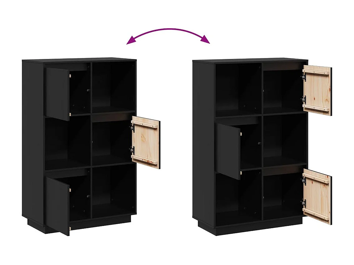 Buffet aparador cômoda armário organizador de unidade cozinha sala de estar 74 x 35 x 117 cm madeira maciça de pinho preto 02_0036118