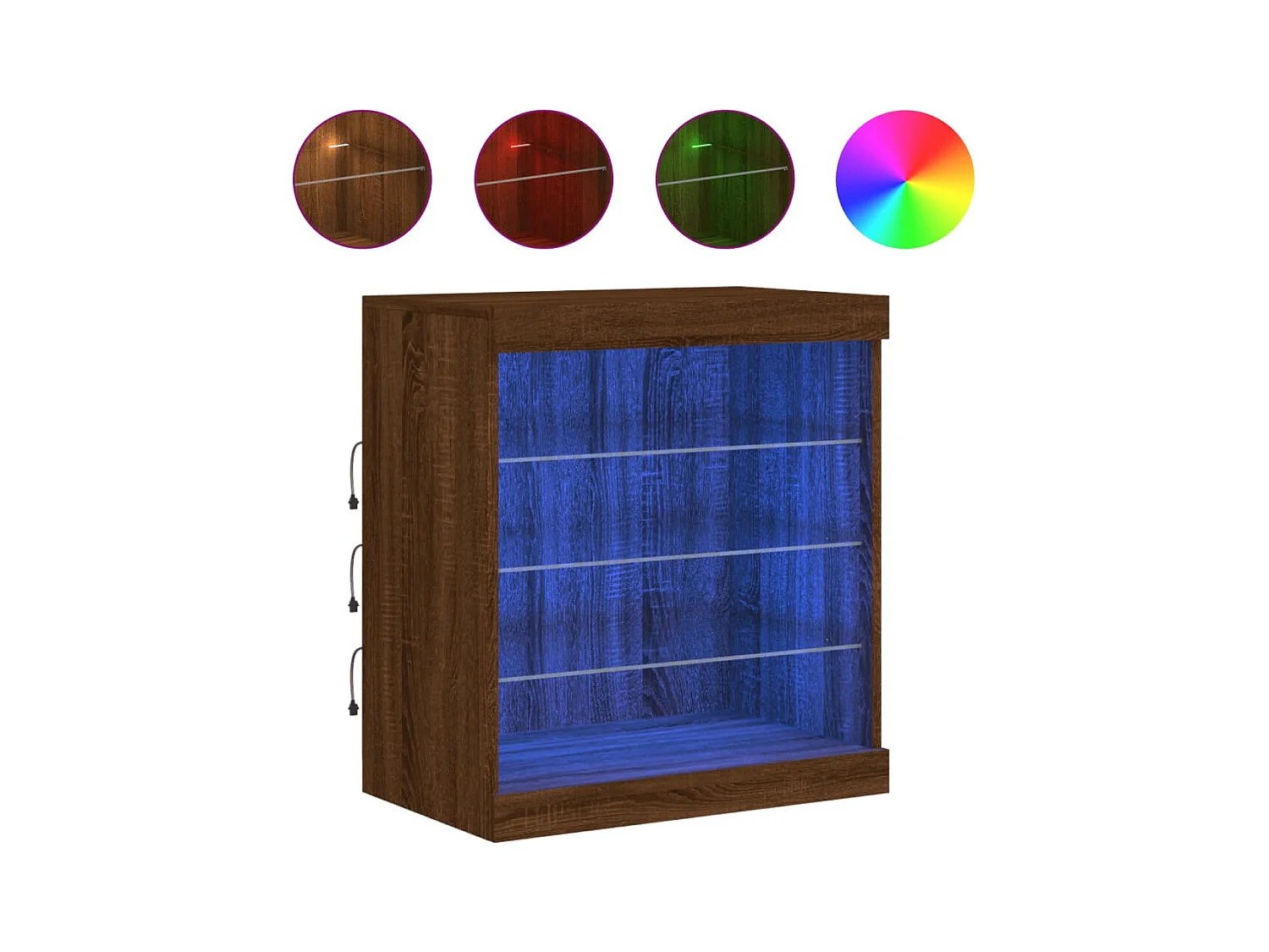 Aparador cômoda armário armário organizador cozinha sala sala com luzes LED 60,5 x 37 x 67 cm marrom 02_0029928