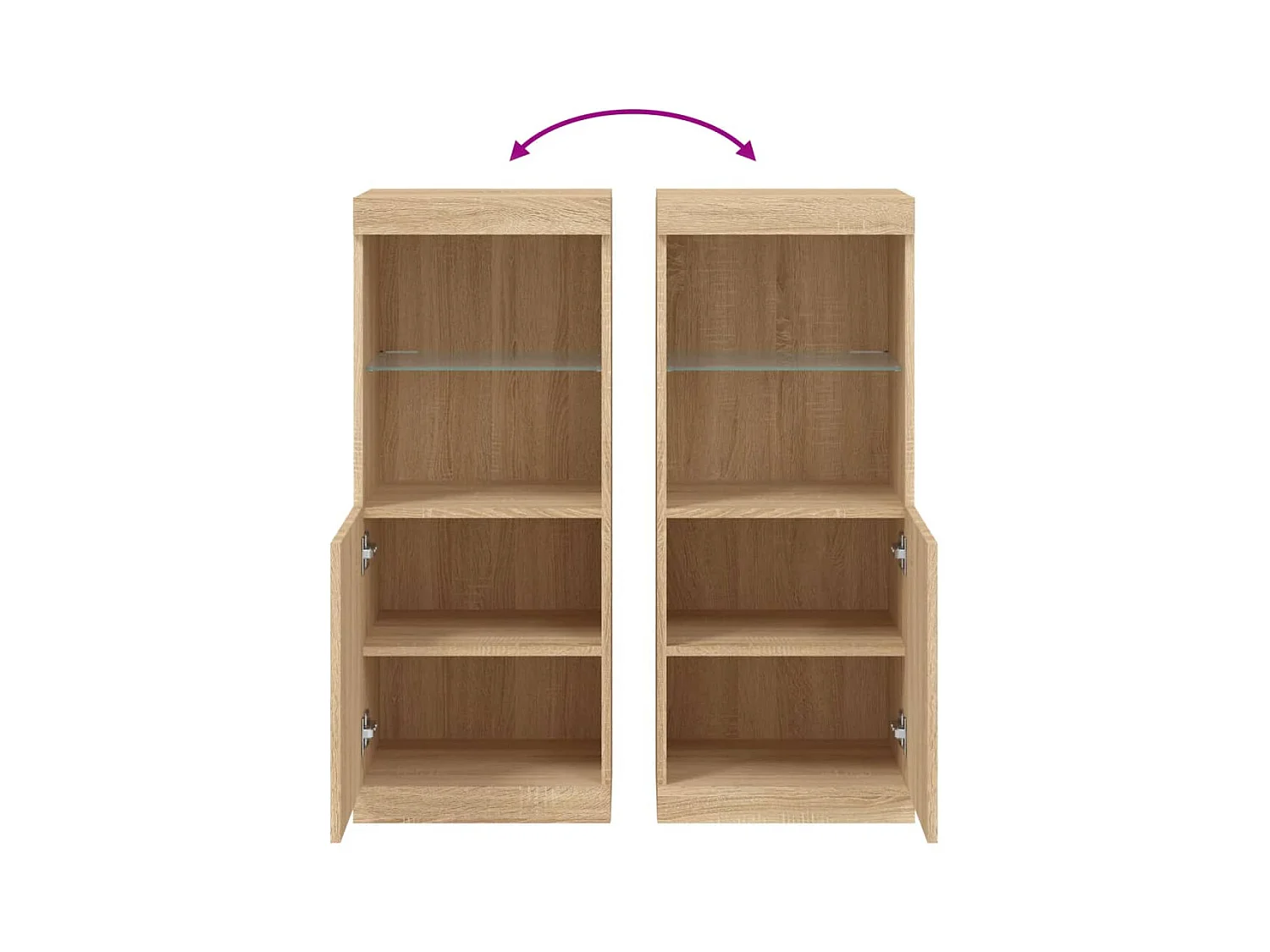 Buffet aparador cômoda armário organizador unidade cozinha sala sala com luzes LED sonoma 41 x 37 x 100 cm marrom 02_0029959