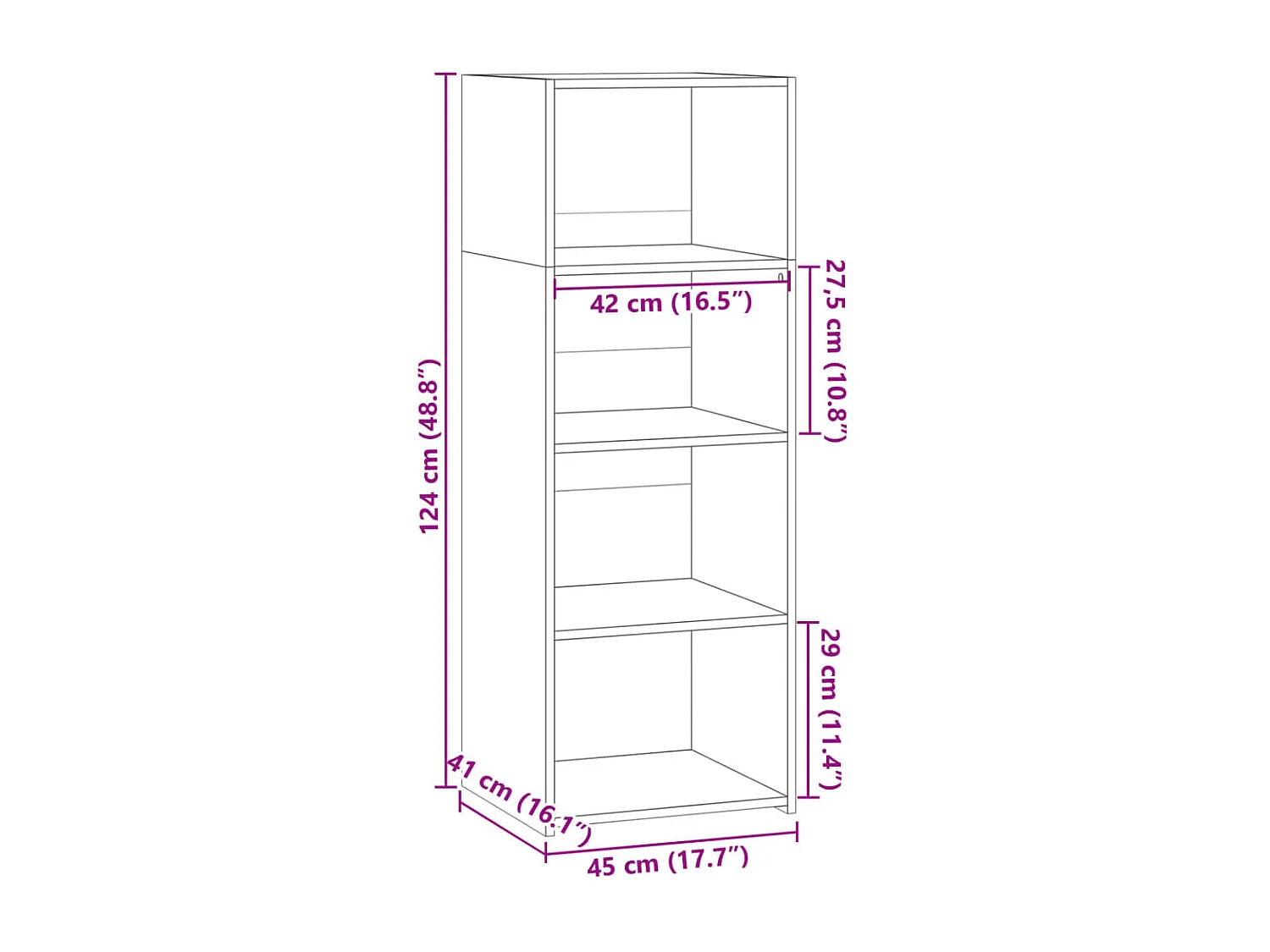 Aparador cômoda armário armário organizador cozinha sala sala alta Sonoma 45 x 41 x 124 cm madeira trabalhada cinza 02_0035365