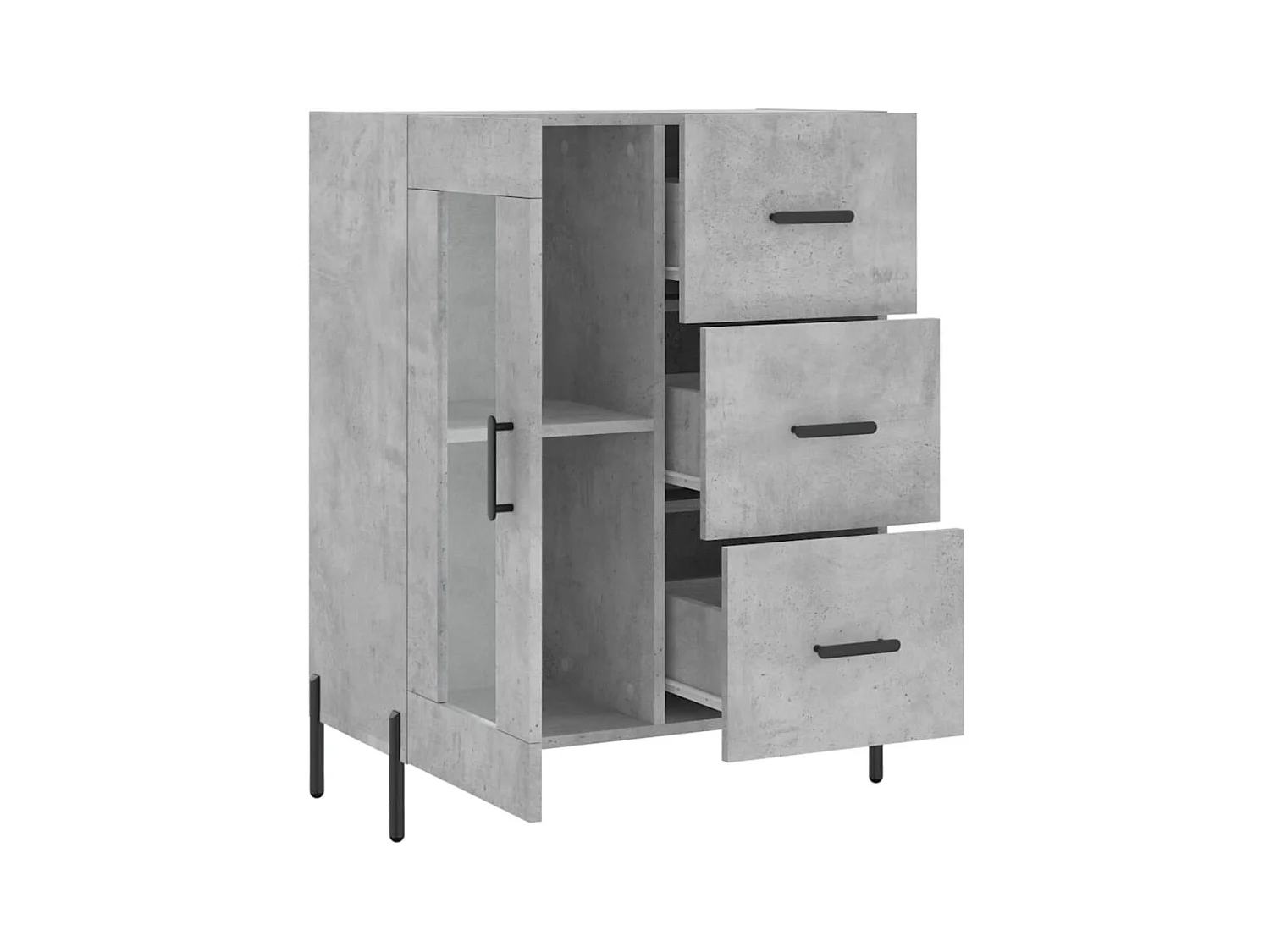 Aparador buffet cómoda mueble mueble de almacenaje organizador cocina salón salón 69,5 x 34 x 90 cm madera contrachapada gris 02_0032049