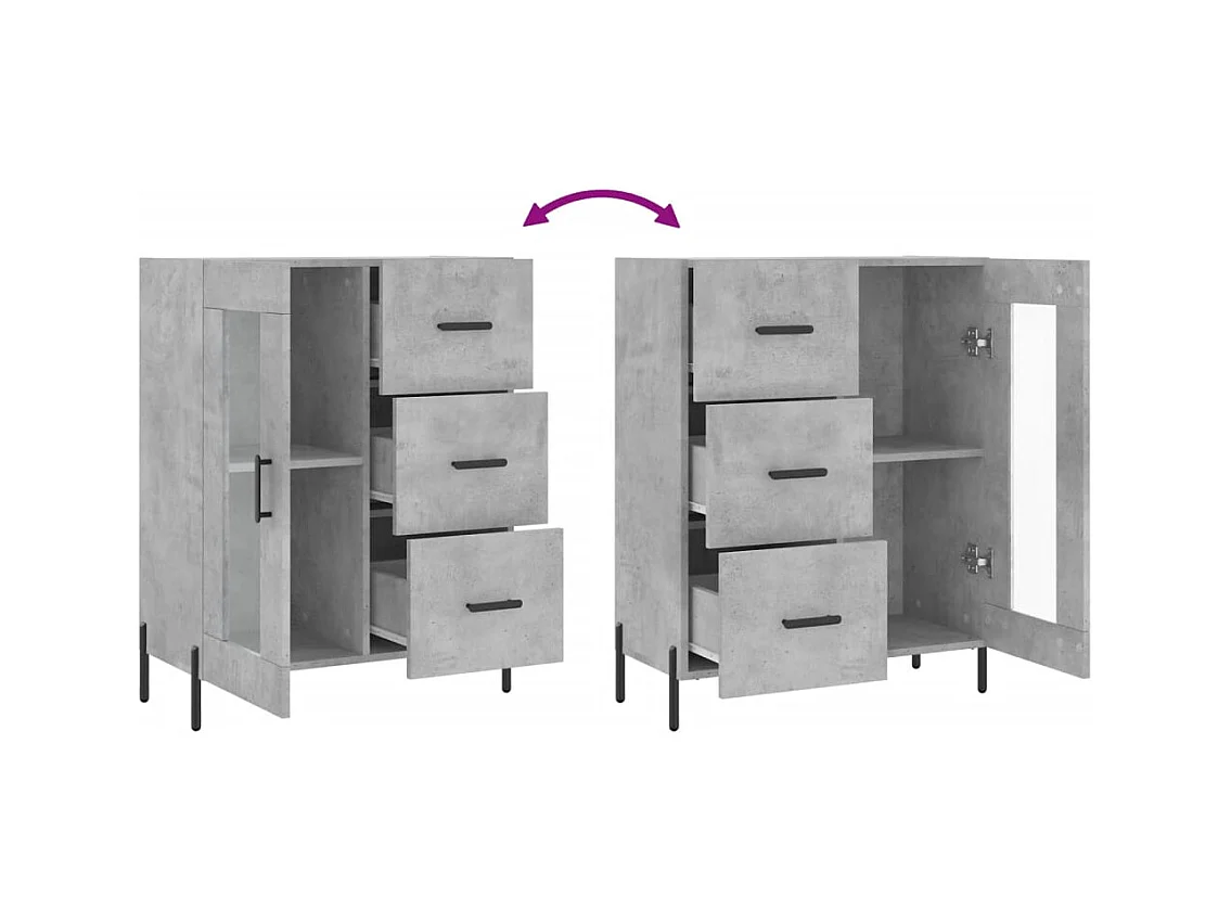 Aparador buffet cómoda mueble mueble de almacenaje organizador cocina salón salón 69,5 x 34 x 90 cm madera contrachapada gris 02_0032049