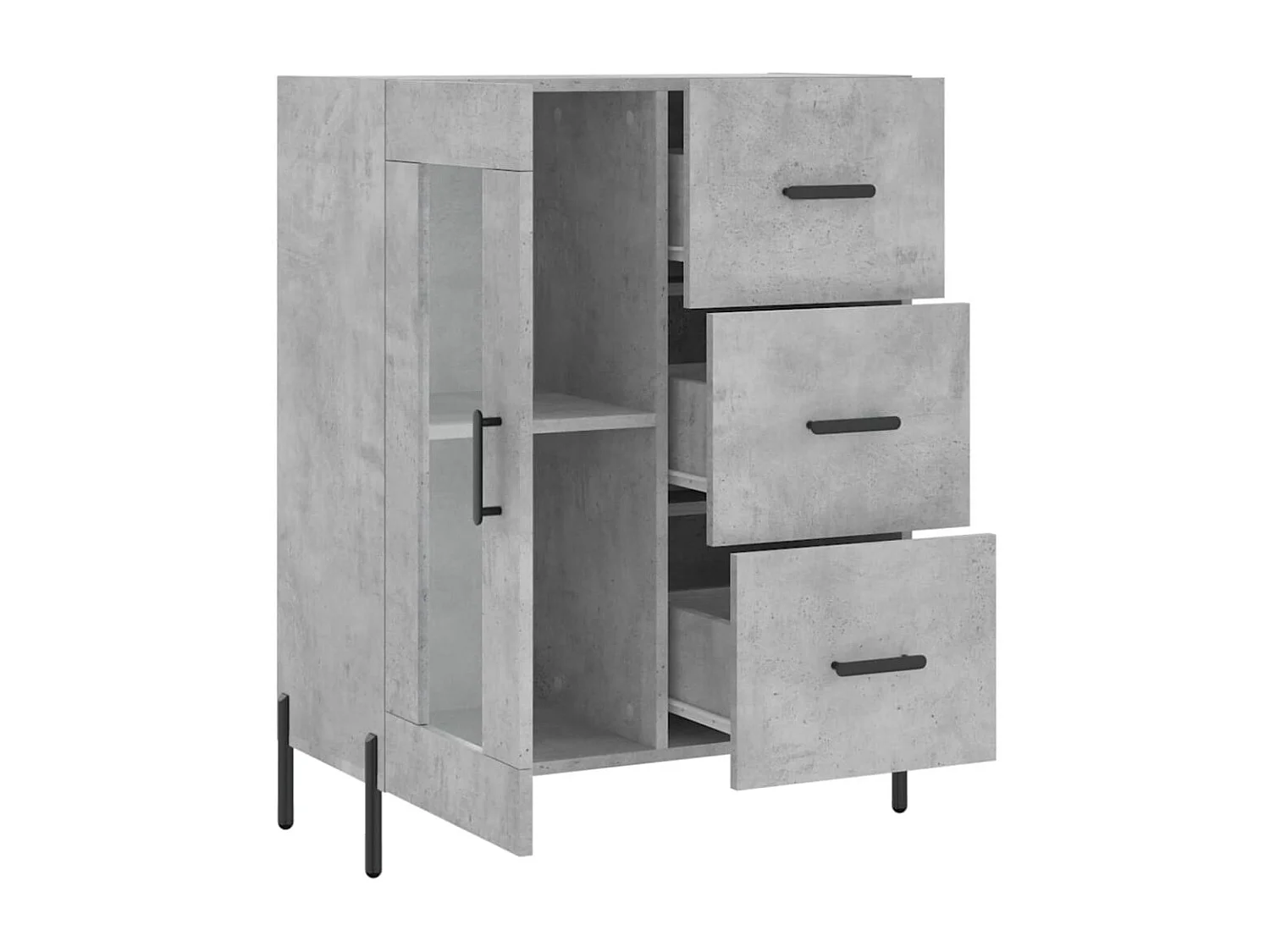 Credenza cassettiera cassettiera mobile contenitore organizer cucina soggiorno soggiorno 69,5 x 34 x 90 cm derivati ​​del legno grigio 02_0032049