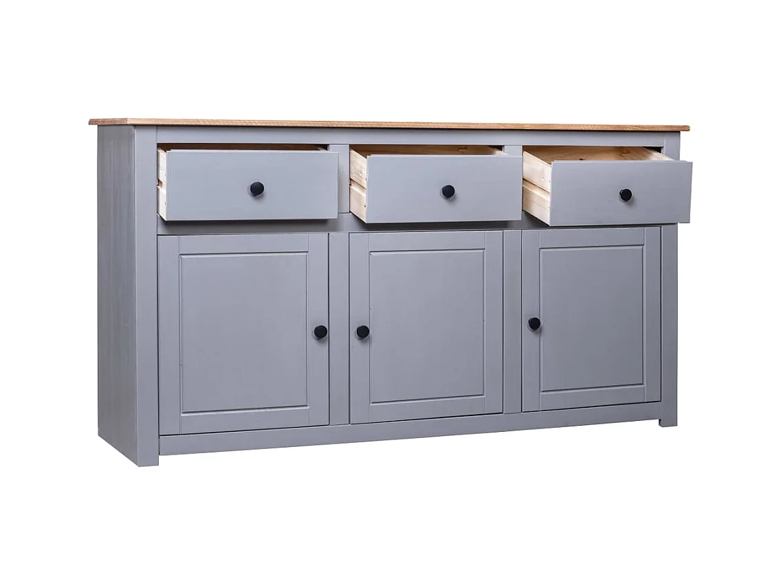 Aparador cômoda armário armário organizador cozinha sala sala 135 x 40 x 80 cm Pinho maciço Sortimento cinza panamá 02_0031782