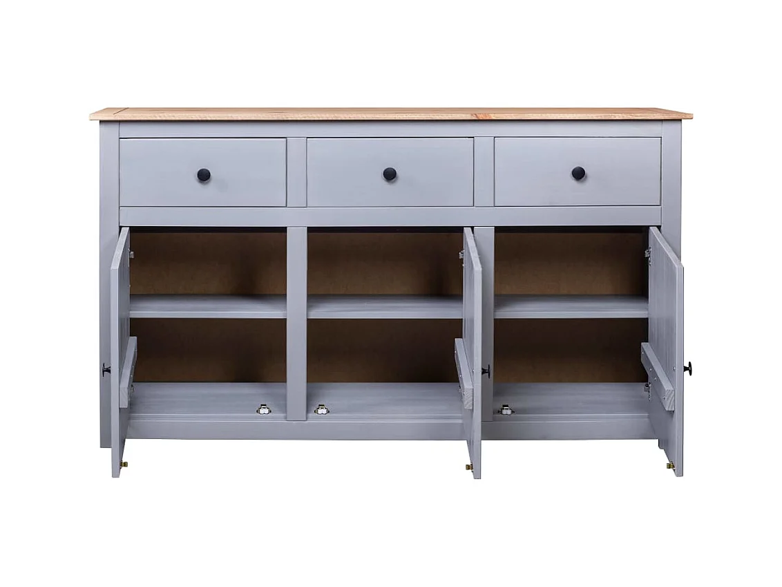 Aparador cômoda armário armário organizador cozinha sala sala 135 x 40 x 80 cm Pinho maciço Sortimento cinza panamá 02_0031782