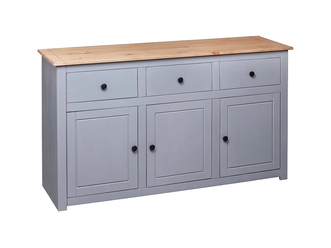 Aparador cômoda armário armário organizador cozinha sala sala 135 x 40 x 80 cm Pinho maciço Sortimento cinza panamá 02_0031782