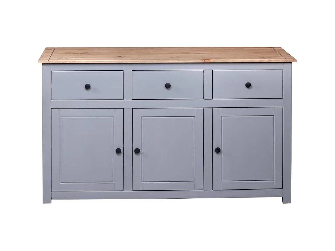 Aparador cômoda armário armário organizador cozinha sala sala 135 x 40 x 80 cm Pinho maciço Sortimento cinza panamá 02_0031782