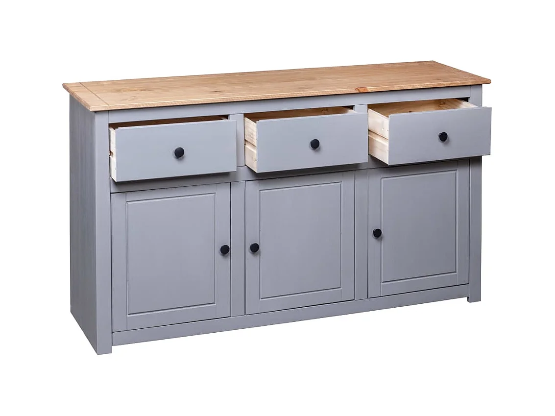 Aparador cômoda armário armário organizador cozinha sala sala 135 x 40 x 80 cm Pinho maciço Sortimento cinza panamá 02_0031782