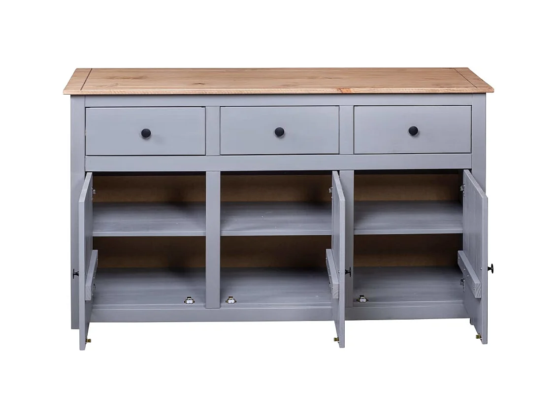 Aparador cômoda armário armário organizador cozinha sala sala 135 x 40 x 80 cm Pinho maciço Sortimento cinza panamá 02_0031782