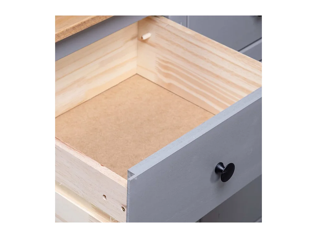 Aparador cômoda armário armário organizador cozinha sala sala 135 x 40 x 80 cm Pinho maciço Sortimento cinza panamá 02_0031782