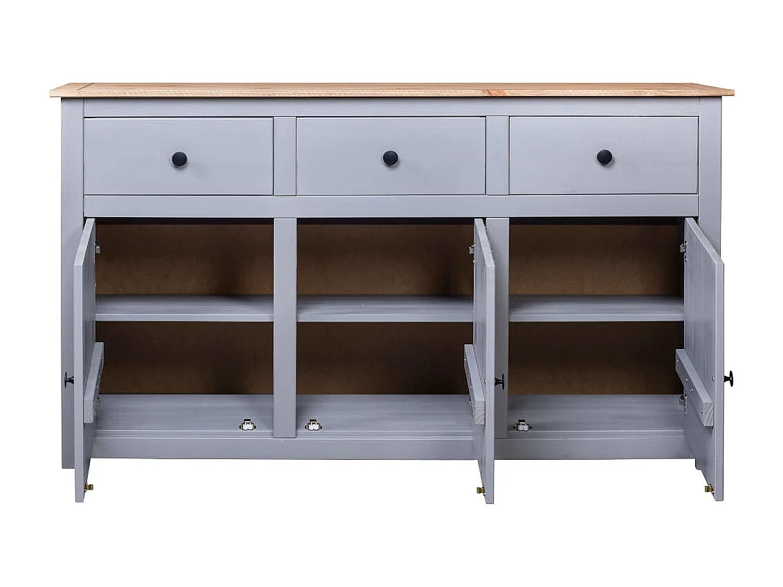 Aparador cómoda cómoda armario mueble organizador cocina salón salón 135 x 40 x 80 cm Pino macizo Surtido Panamá gris 02_0031782