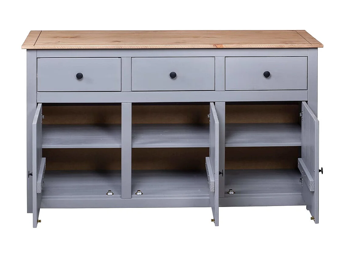 Aparador cómoda cómoda armario mueble organizador cocina salón salón 135 x 40 x 80 cm Pino macizo Surtido Panamá gris 02_0031782