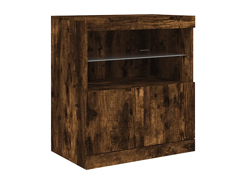 Aparador cómoda cómoda armario mueble organizador cocina salón salón con luces LED 60 x 37 x 67 cm marrón 02_0029891