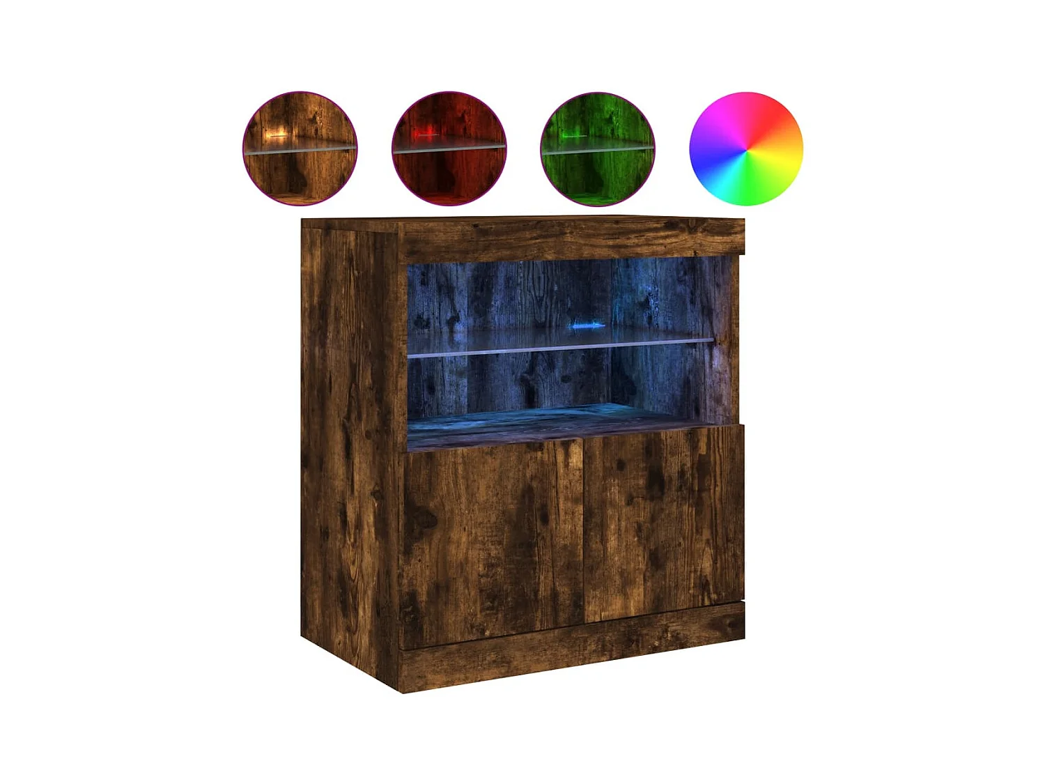 Aparador cómoda cómoda armario mueble organizador cocina salón salón con luces LED 60 x 37 x 67 cm marrón 02_0029891