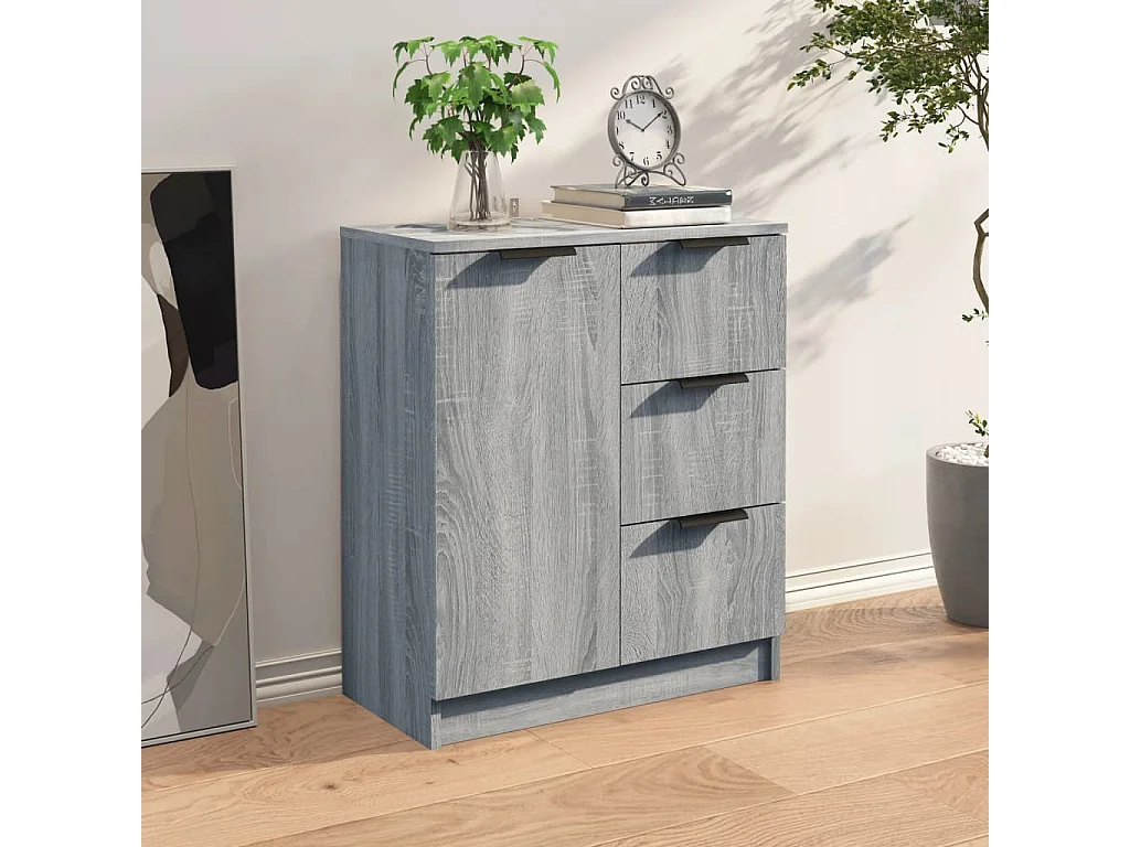 Credenza cassettiera cassettiera mobile contenitore organizer cucina soggiorno salonsonoma 60 x 30 x 70 cm derivati ​​del legno grigio 02_0036379