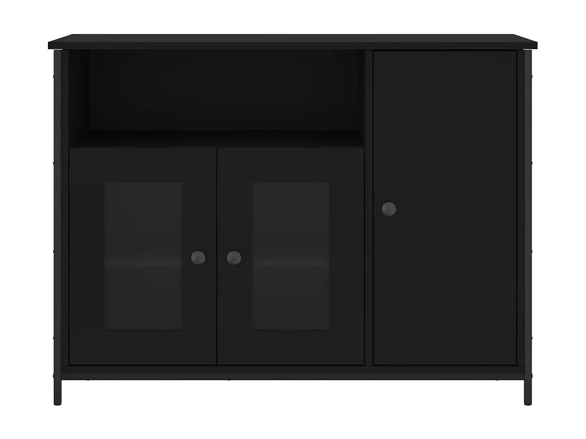 Aparador buffet cómoda armario mueble organizador cocina salón salón 100 x 35 x 75 cm madera contrachapada negra 02_0035796