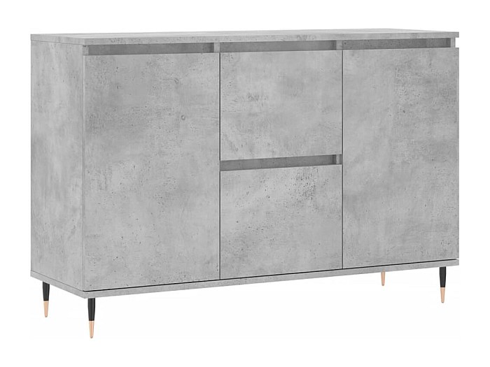 Moimhear Credenza Moderna Con Luci LED – 140x35x72,5 Cm, 2 Ante E 3 Cassetti, Bianco Lucido, Mobile Da Soggiorno