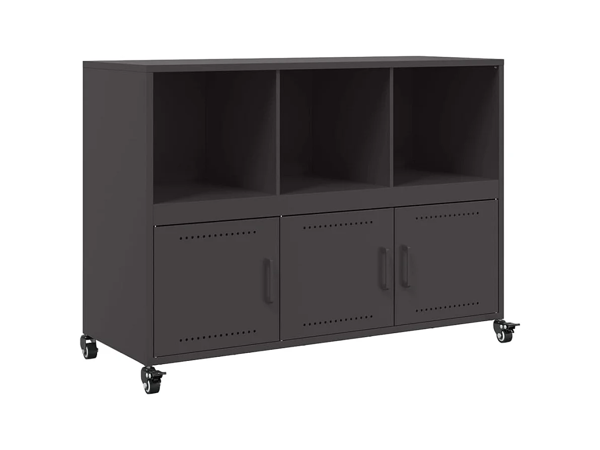 Aparador cômoda armário armário organizador cozinha sala sala 100,5 x 39 x 72 cm aço preto 02_0035781