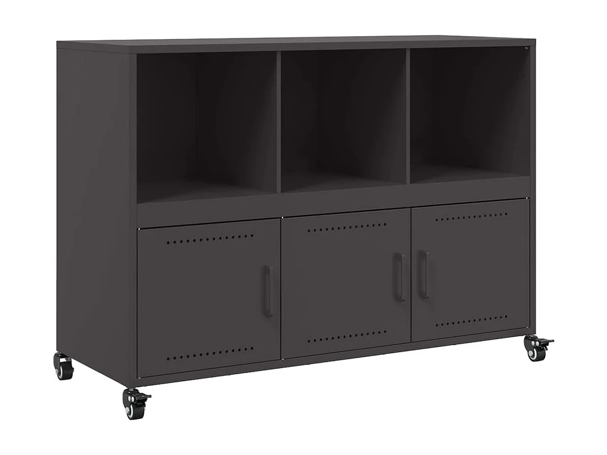 Credenza cassettiera cassettiera mobile contenitore organizer cucina soggiorno soggiorno 100,5 x 39 x 72 cm acciaio nero 02_0035781