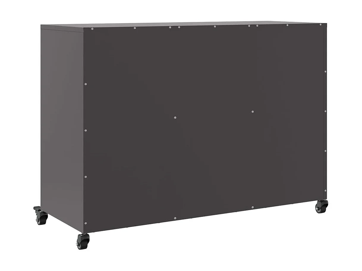 Credenza cassettiera cassettiera mobile contenitore organizer cucina soggiorno soggiorno 100,5 x 39 x 72 cm acciaio nero 02_0035781