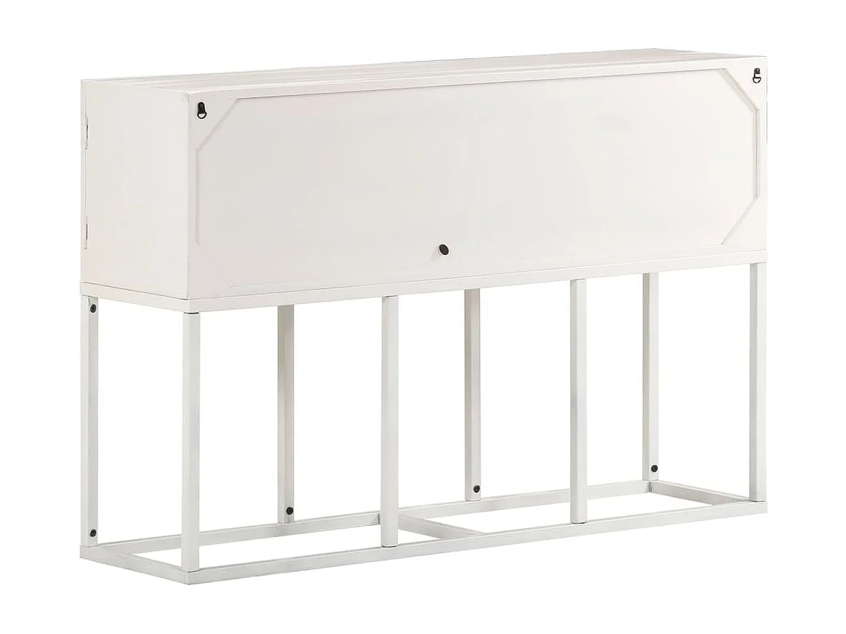 Credenza cassettiera cassettiera mobile contenitore organizer cucina soggiorno soggiorno 115 x 30 x 76 cm legno massello di mango bianco 02_0029525