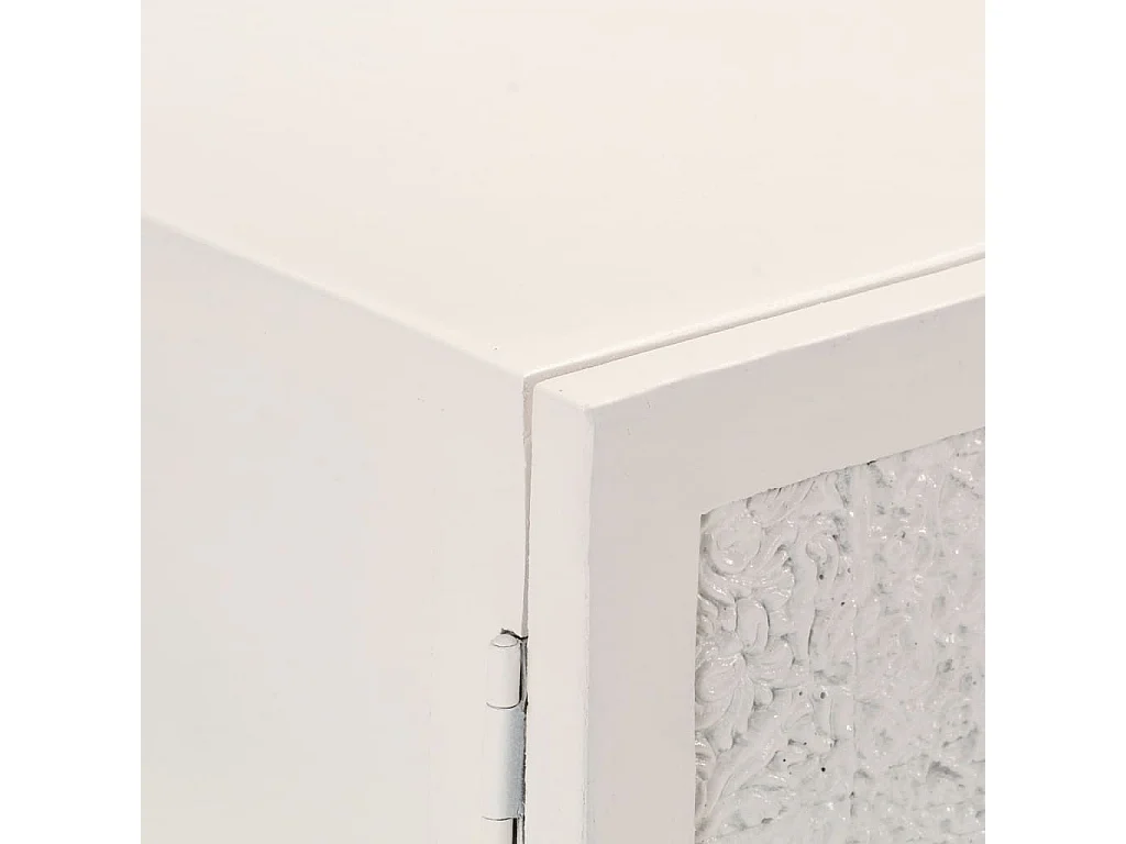 Credenza cassettiera cassettiera mobile contenitore organizer cucina soggiorno soggiorno 115 x 30 x 76 cm legno massello di mango bianco 02_0029525