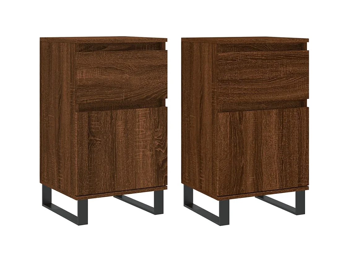 Credenza buffet cassettiera mobile contenitore organizer cucina soggiorno soggiorni set da 2 40 x 35 x 70 cm derivati ​​del legno marrone 02_0036768