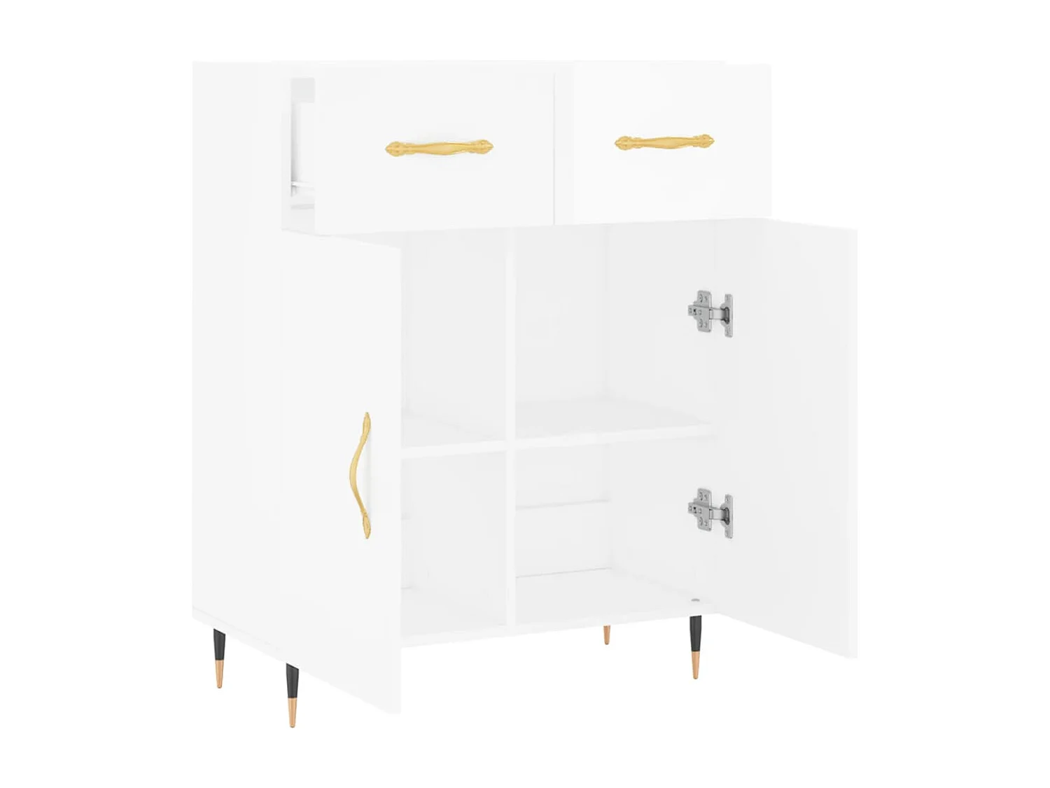 Aparador buffet cómoda mueble mueble de almacenaje organizador cocina salón brillante 69,5 x 34 x 90 cm madera contrachapada blanco 02_0030739