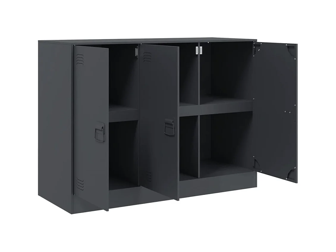 Credenza buffet cassettiera mobile contenitore organizer cucina soggiorno soggiorno 99 x 39 x 73 cm acciaio antracite 02_0029714