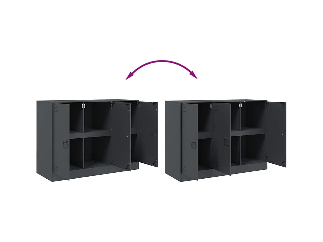 Credenza buffet cassettiera mobile contenitore organizer cucina soggiorno soggiorno 99 x 39 x 73 cm acciaio antracite 02_0029714