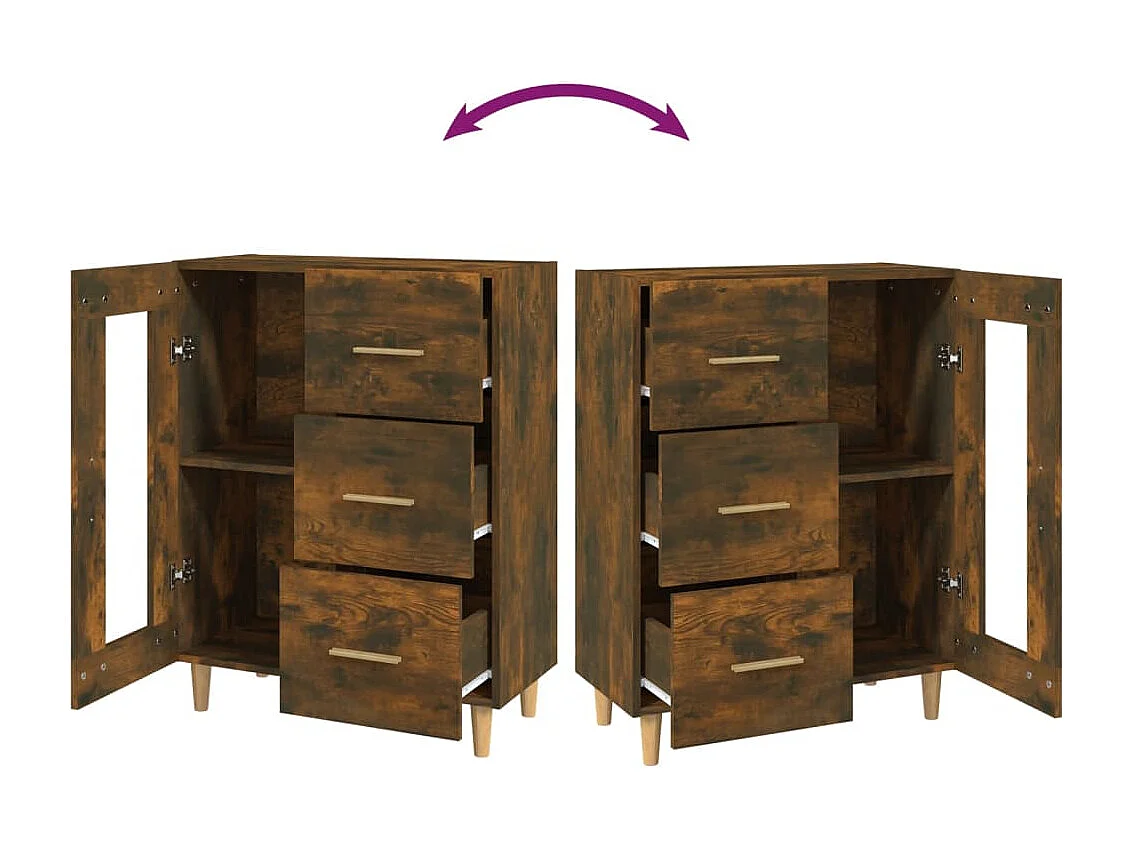 Buffet aparador cômoda armário unidade de armazenamento organizador cozinha sala de estar 69,5 x 34 x 90 cm madeira trabalhada marrom 02_0031026