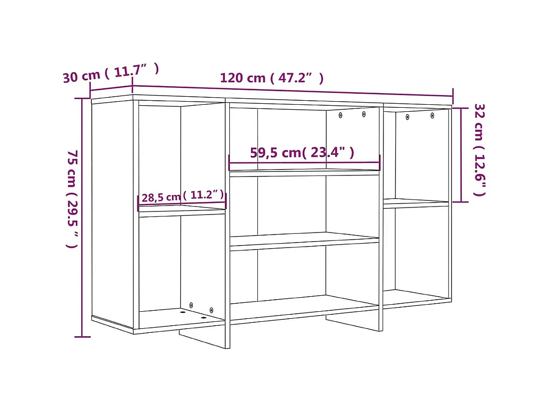 bahut commode armoire bois marron 120 x 30 x 75 cm 02_0030862
