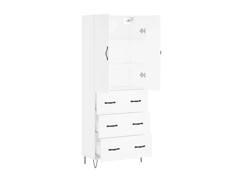 Aparador cómoda cómoda armario mueble organizador cocina salón salón alto 69,5 x 34 x 180 cm madera contrachapada blanco 02_0032573