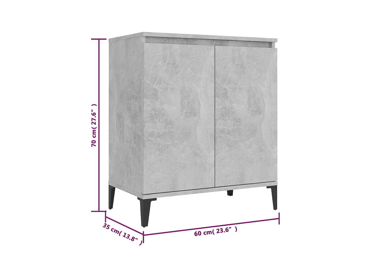 Credenza buffet cassettiera mobile contenitore organizer cucina soggiorno soggiorno 60 x 35 x 70 cm derivati ​​del legno grigio 02_0031972