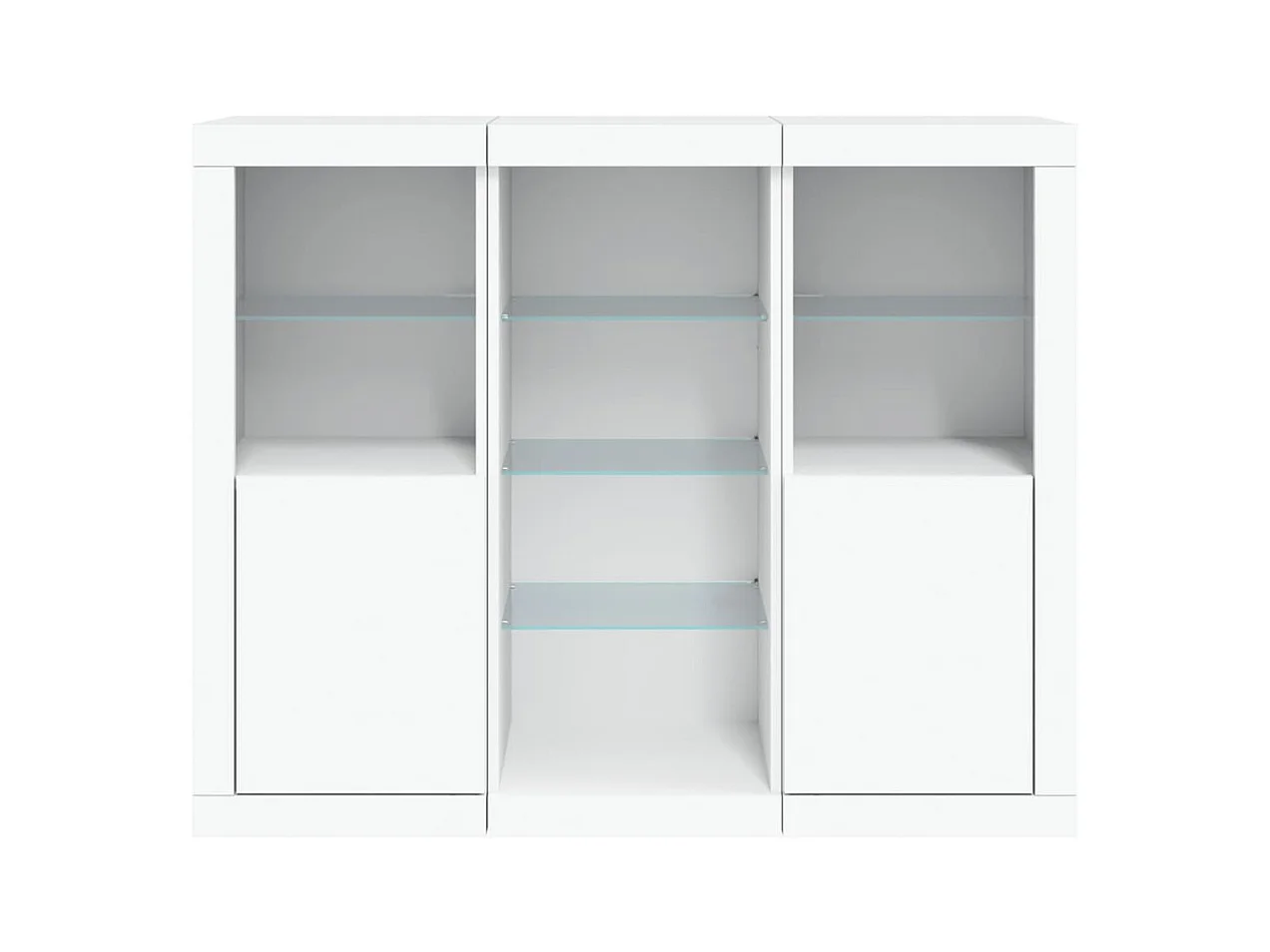 Aparador Aparador Cómoda Gabinete Unidad de Almacenamiento Organizador Cocina Sala de Estar con Luces LED 3 Piezas Madera de Ingeniería Blanca 02_0037199