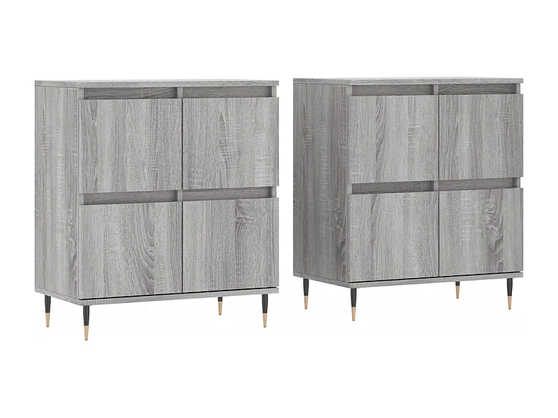 Credenza buffet cassettiera mobile contenitore organizer cucina soggiorno soggiorni set da 2 sonoma pannelli in MDF grigio 02_0036982