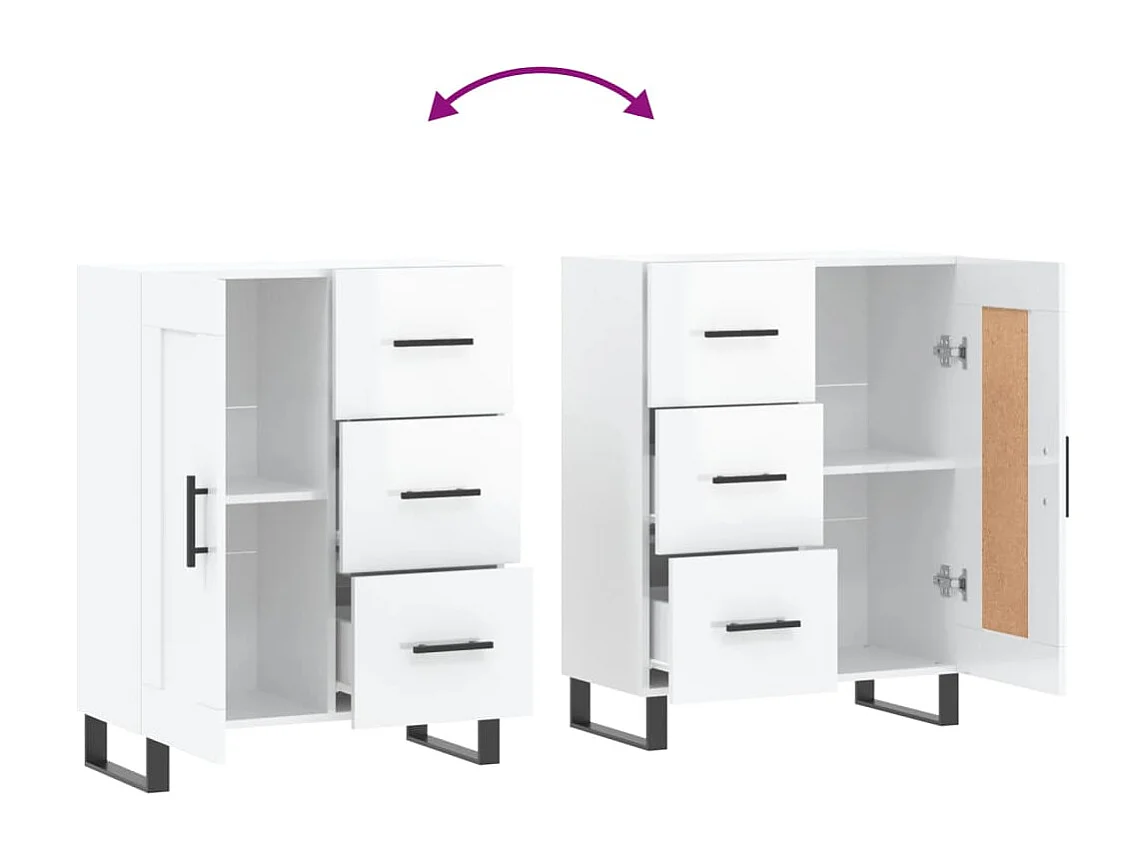 Aparador cómoda cómoda armario mueble organizador cocina salón brillante 69,5 x 34 x 90 cm madera contrachapada blanco 02_0030723