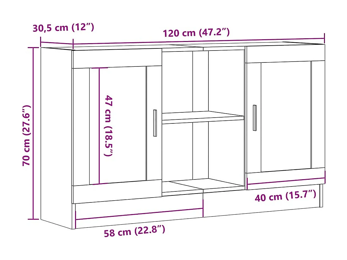 Credenza cassettiera cassettiera mobile contenitore organizer cucina soggiorno soggiorno legno vecchio 120 x 30,5 x 70 cm derivati ​​del legno marrone 02_0036599