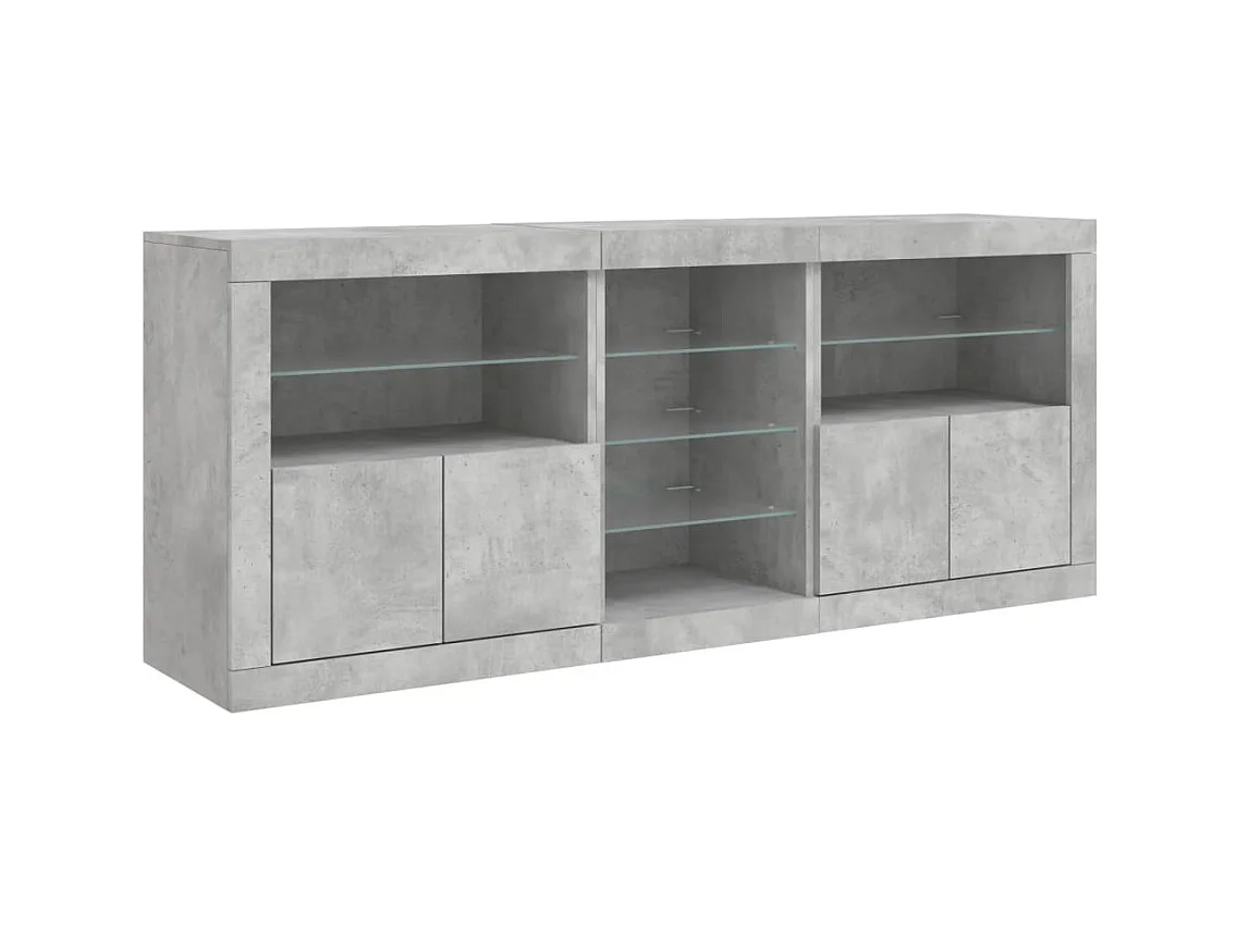 Credenza cassettiera cassettiera mobile contenitore organizer cucina soggiorno soggiorno con luci a LED 162 x 37 x 67 cm grigio 02_0029981