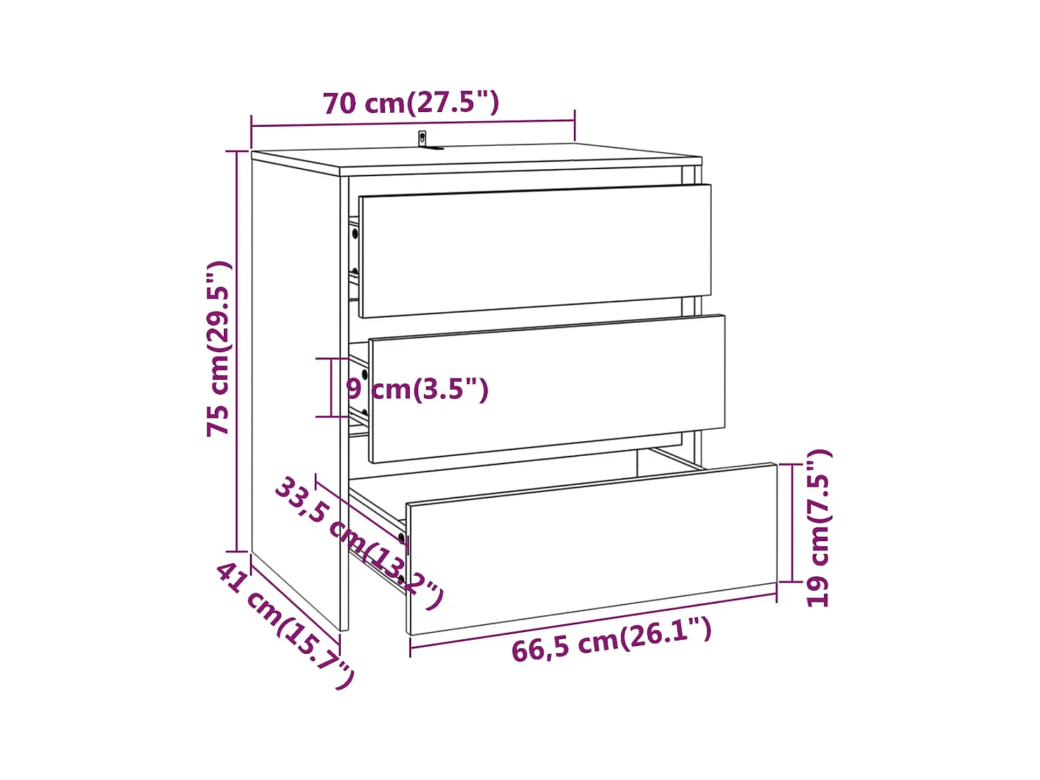 Buffet aparador cômoda armário unidade de armazenamento organizador cozinha sala sala 70 x 41 x 75 cm madeira trabalhada cinza 02_0032088