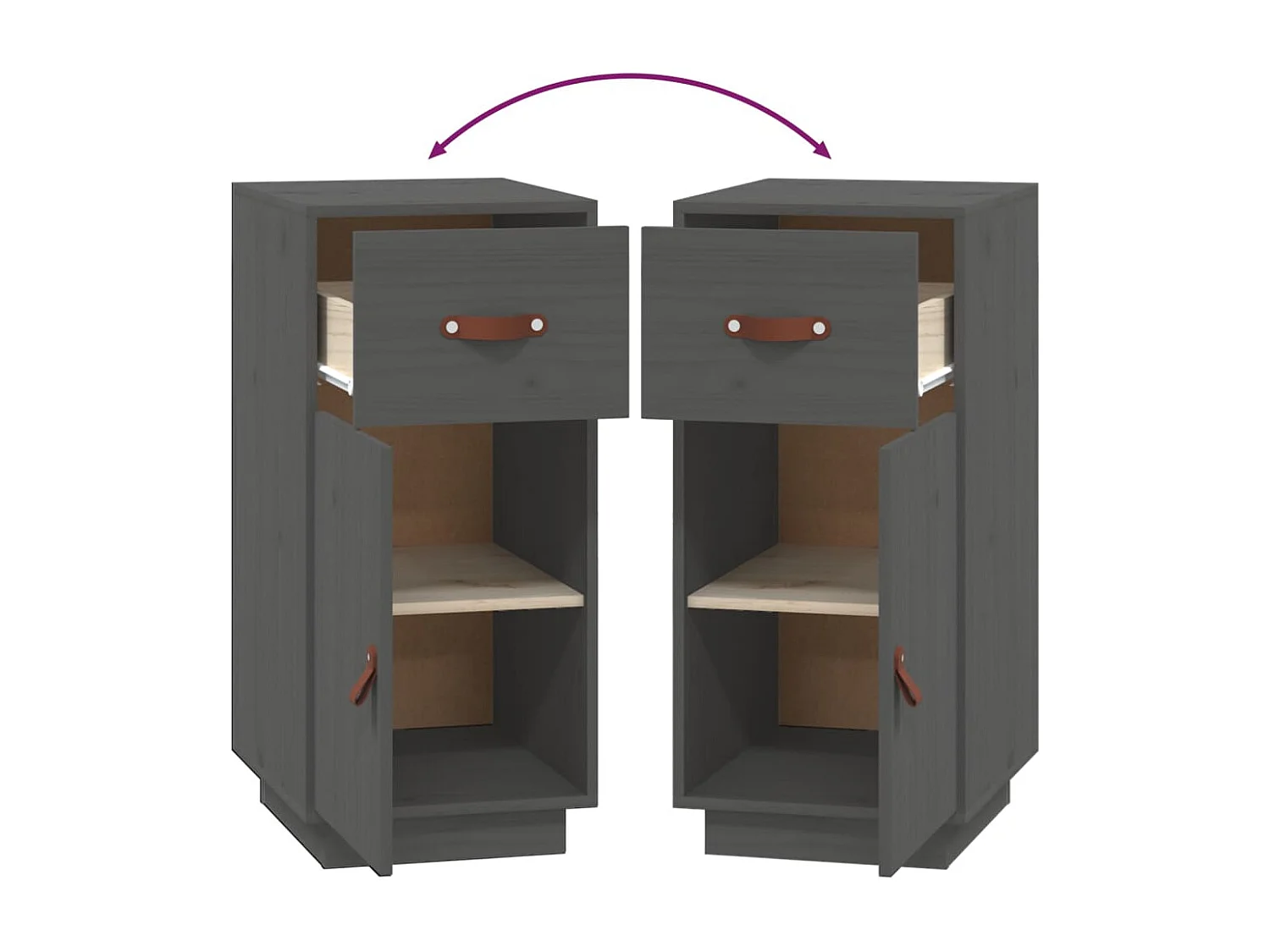 Aparador buffet cómoda mueble almacenaje organizador cocina salón salón 34 x 40 x 75 cm madera maciza de pino gris 02_0031785