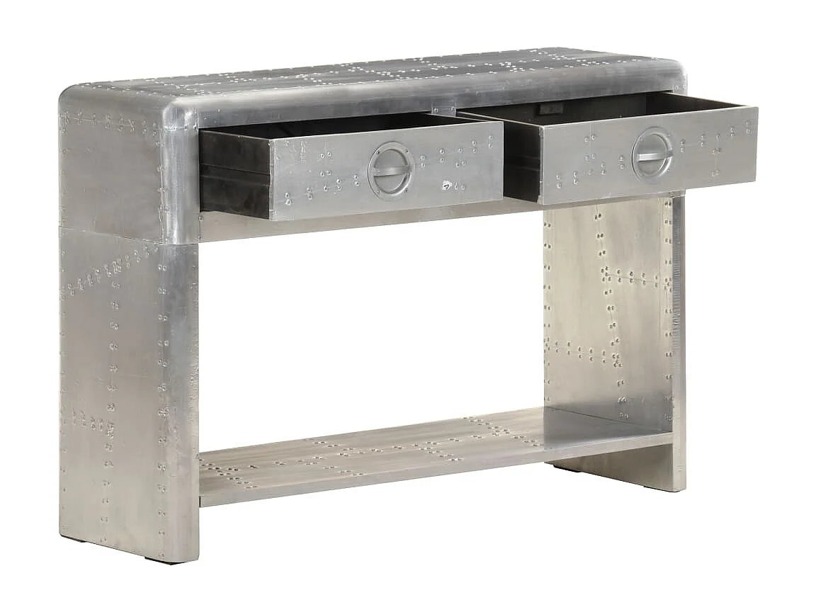 Credenza buffet cassettiera mobile contenitore organizer cucina soggiorno salotto stile aviatore 110 x 35 x 75 cm metallo Argento 02_0031751