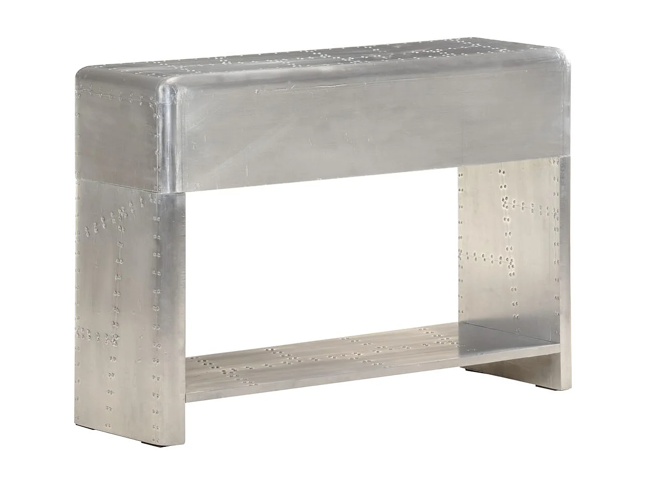 Credenza buffet cassettiera mobile contenitore organizer cucina soggiorno salotto stile aviatore 110 x 35 x 75 cm metallo Argento 02_0031751