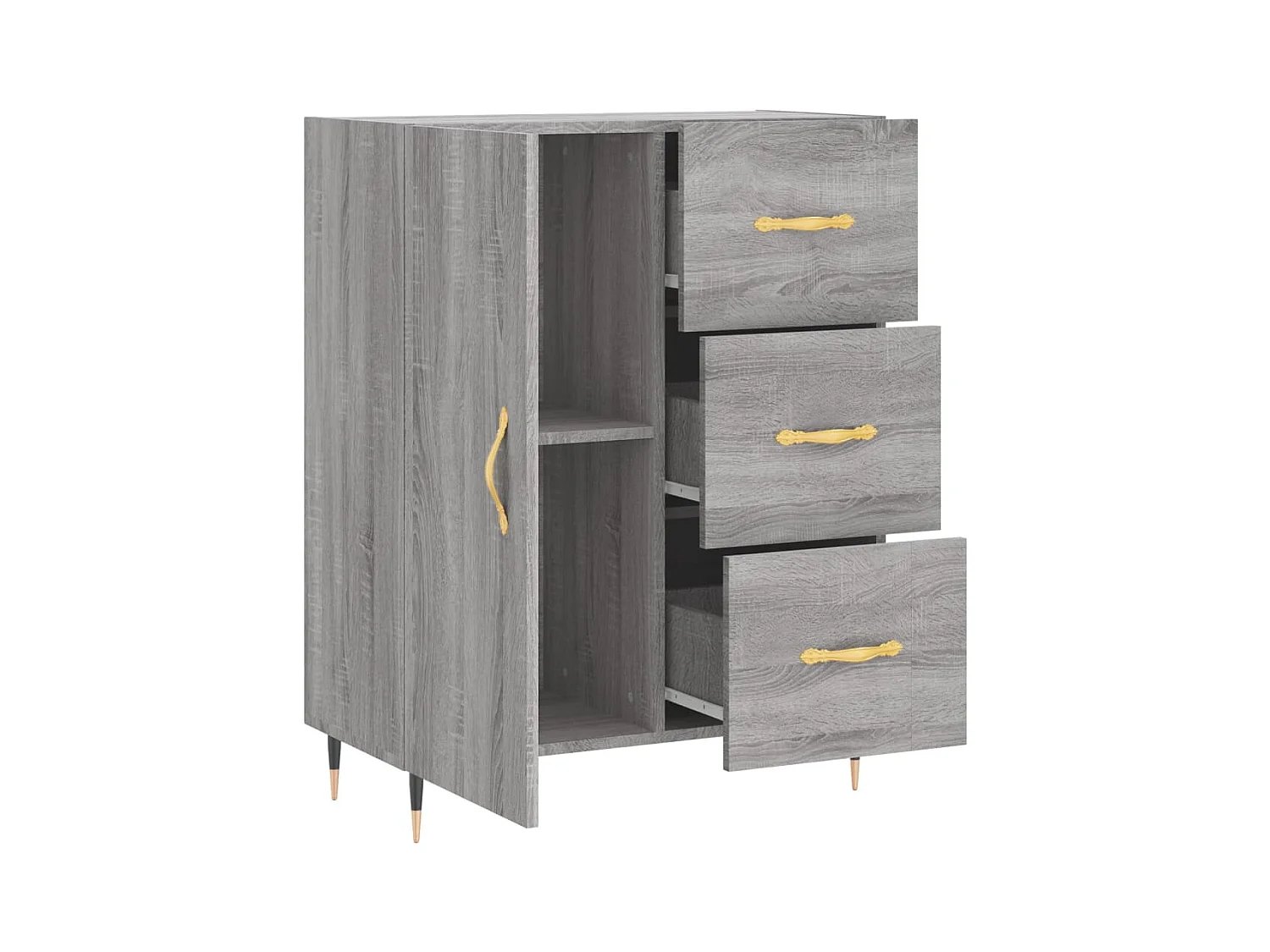 Aparador buffet cómoda armario unidad de almacenamiento organizador cocina salón salón Sonoma 69,5 x 34 x 90 cm madera contrachapada gris 02_0036443