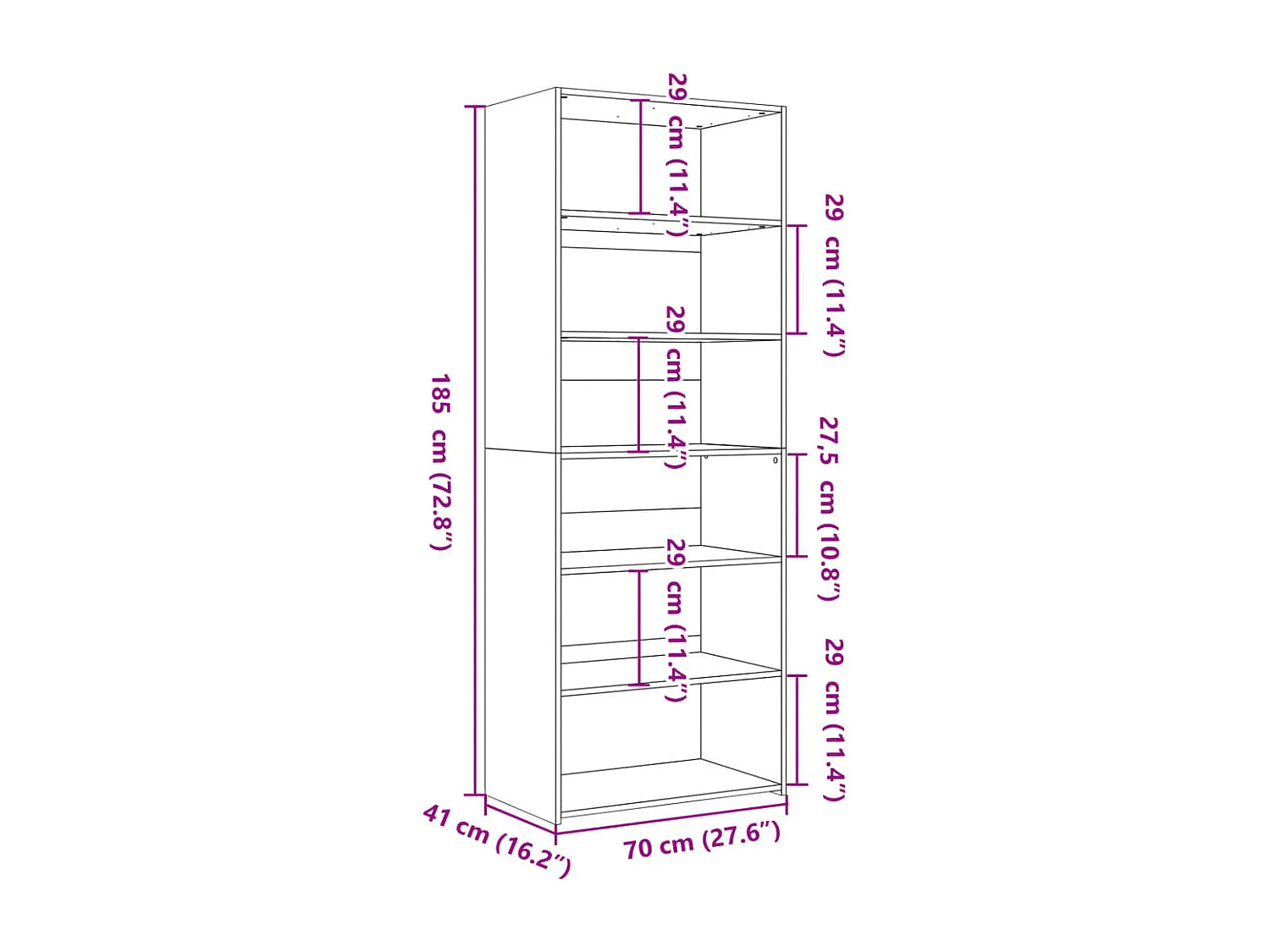 Aparador buffet cómoda armario mueble organizador cocina salón salón alto 70 x 41 x 185 cm madera contrachapada marrón 02_0033923