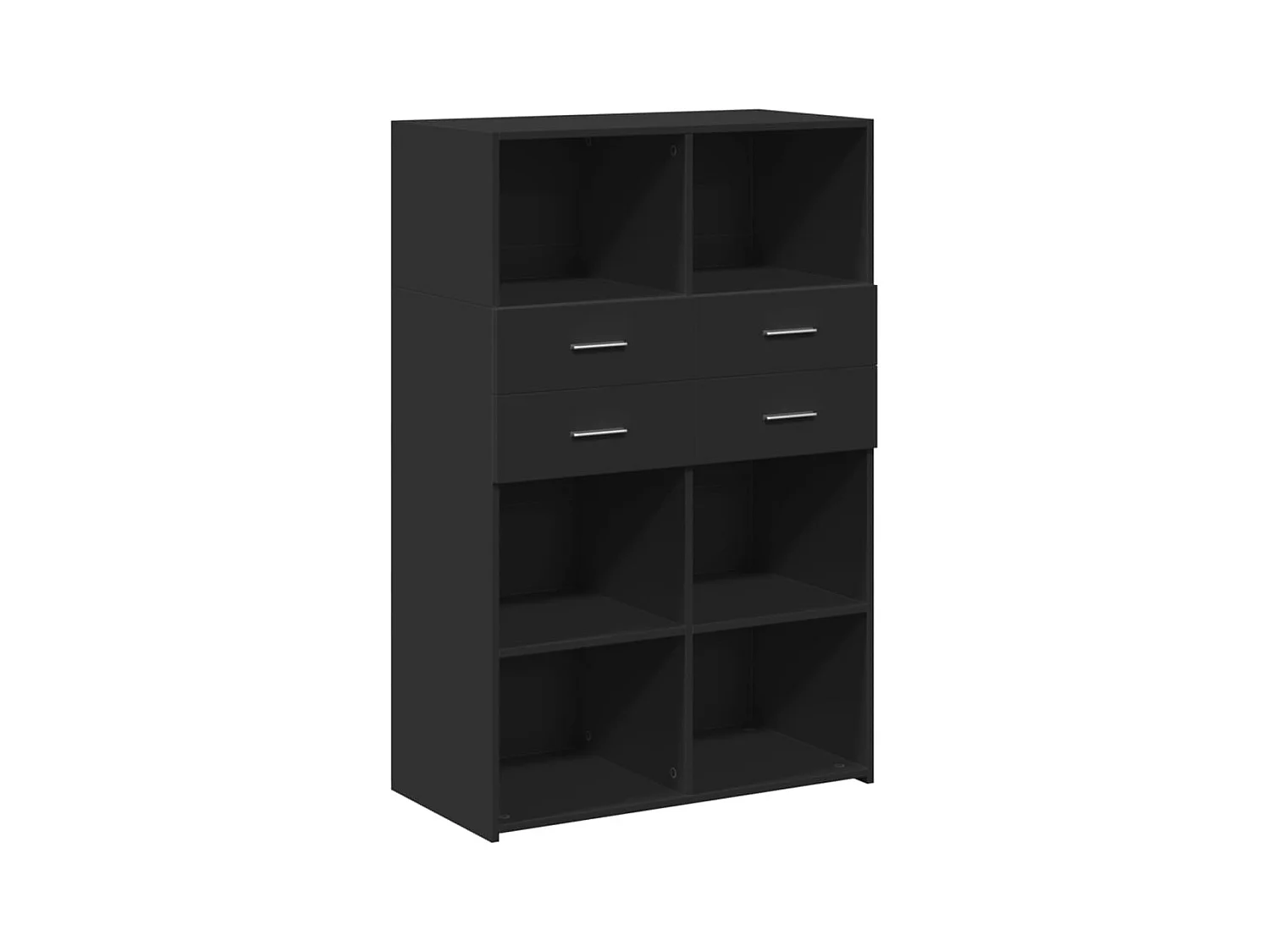 Aparador buffet cómoda armario mueble organizador cocina salón salón alto 80 x 42,5 x 124 cm madera contrachapada negra 02_0035133