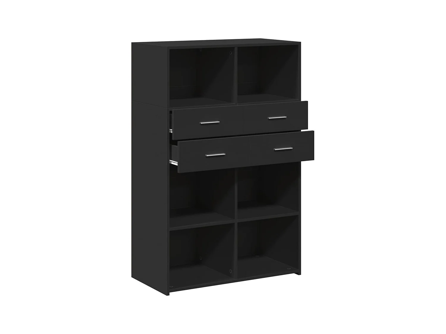 Aparador buffet cómoda armario mueble organizador cocina salón salón alto 80 x 42,5 x 124 cm madera contrachapada negra 02_0035133