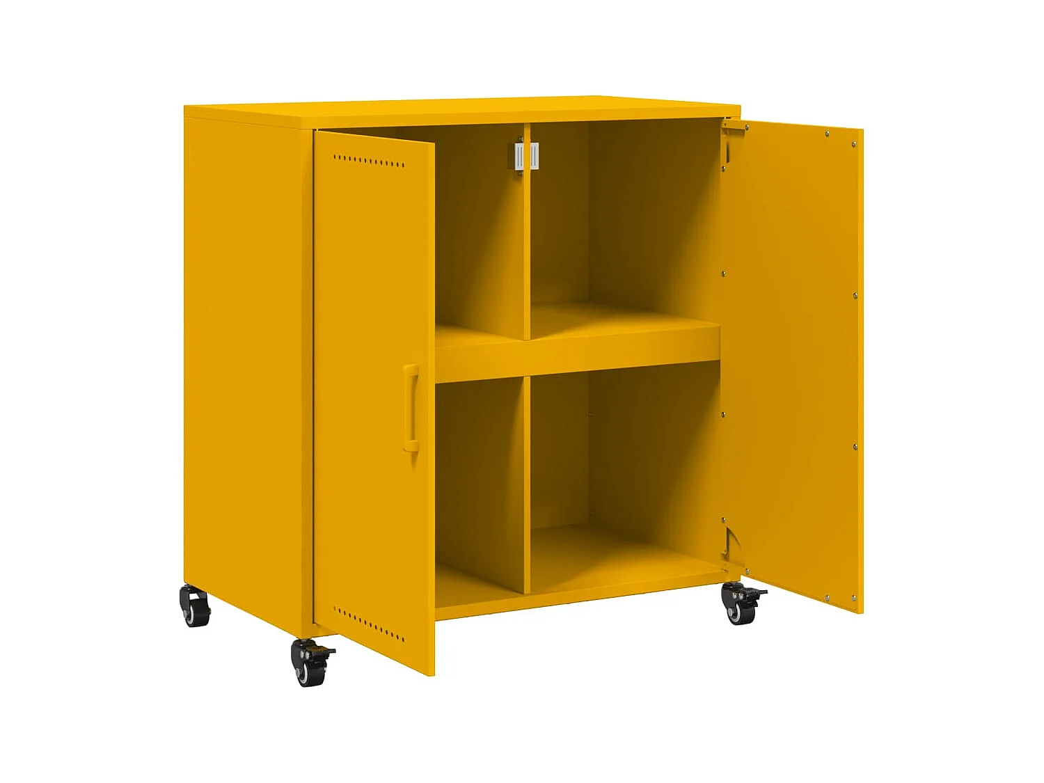 Aparador buffet cómoda mueble mueble de almacenaje organizador cocina salón salón amarillo mostaza 68,5 x 39 x 72 cm acero Amarillo 02_0035706