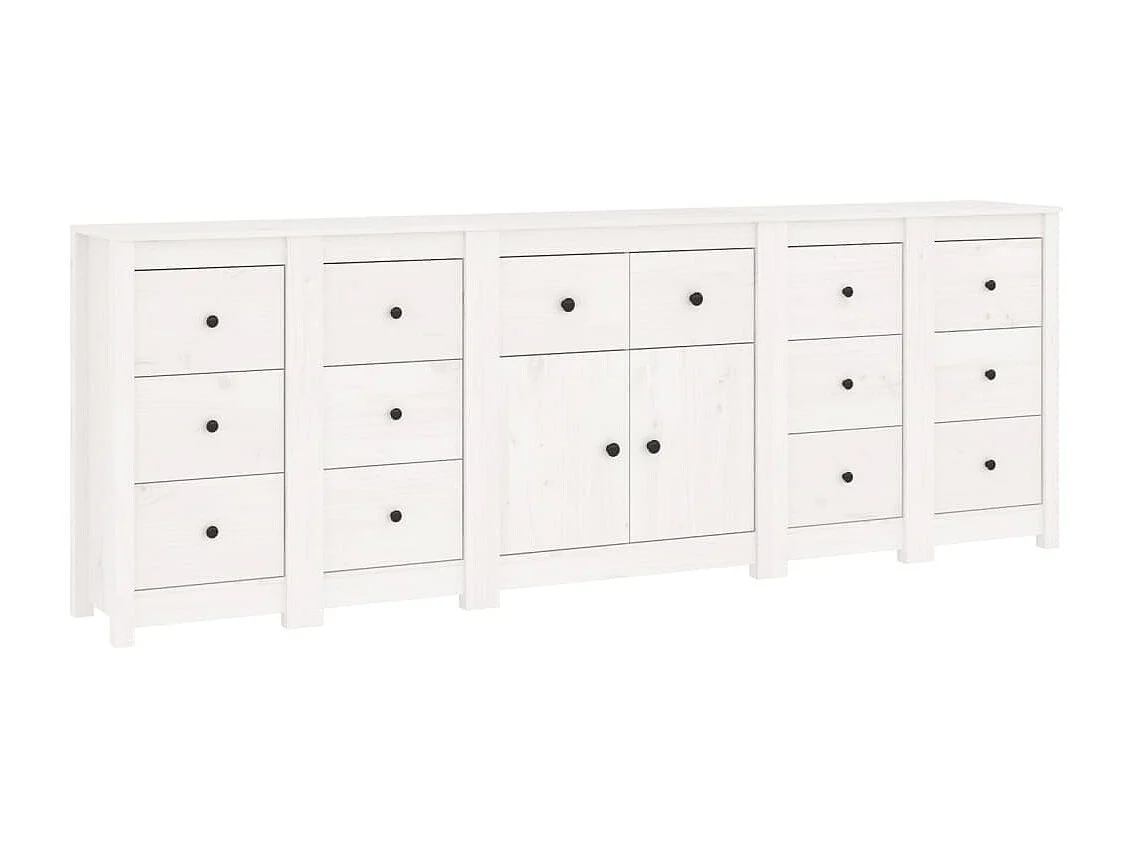 Credenza buffet cassettiera mobile contenitore organizer cucina soggiorno soggiorno 230 x 35 x 80 cm legno massello di pino bianco 02_0030216