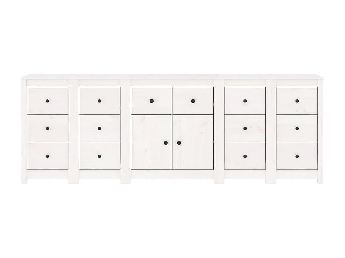 Credenza buffet cassettiera mobile contenitore organizer cucina soggiorno soggiorno 230 x 35 x 80 cm legno massello di pino bianco 02_0030216